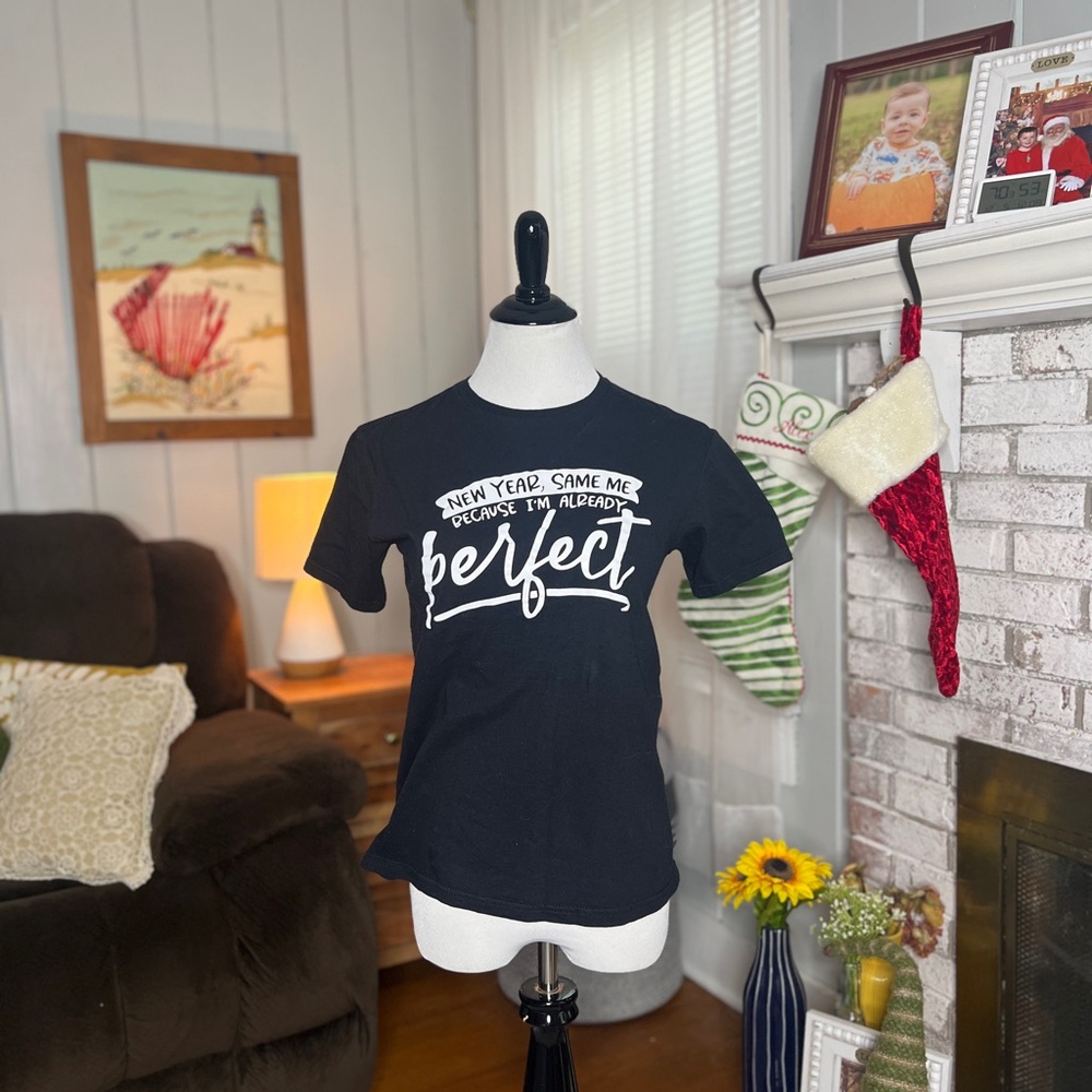 Gildan Black Tee with White Print